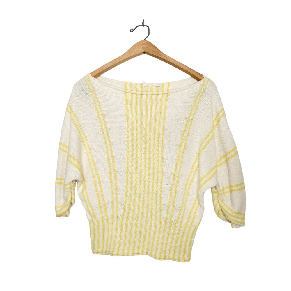 Anthropologie MOTH Palma Sweater Yellow Stripe Dolman Sleeve Boat Neck XS